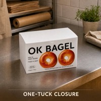 Boîte d'emballage alimentaire pliante à double rabat en carton blanc pour pain, bagels, pâtisseries