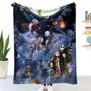 Couverture personnalisée en polaire double face imprimée en 3D numérique, couverture <span class=keywords><strong>Jack</strong></span> <span class=keywords><strong>Skellington</strong></span> et <span class=keywords><strong>Sally</strong></span> pour Halloween - Product Image 4