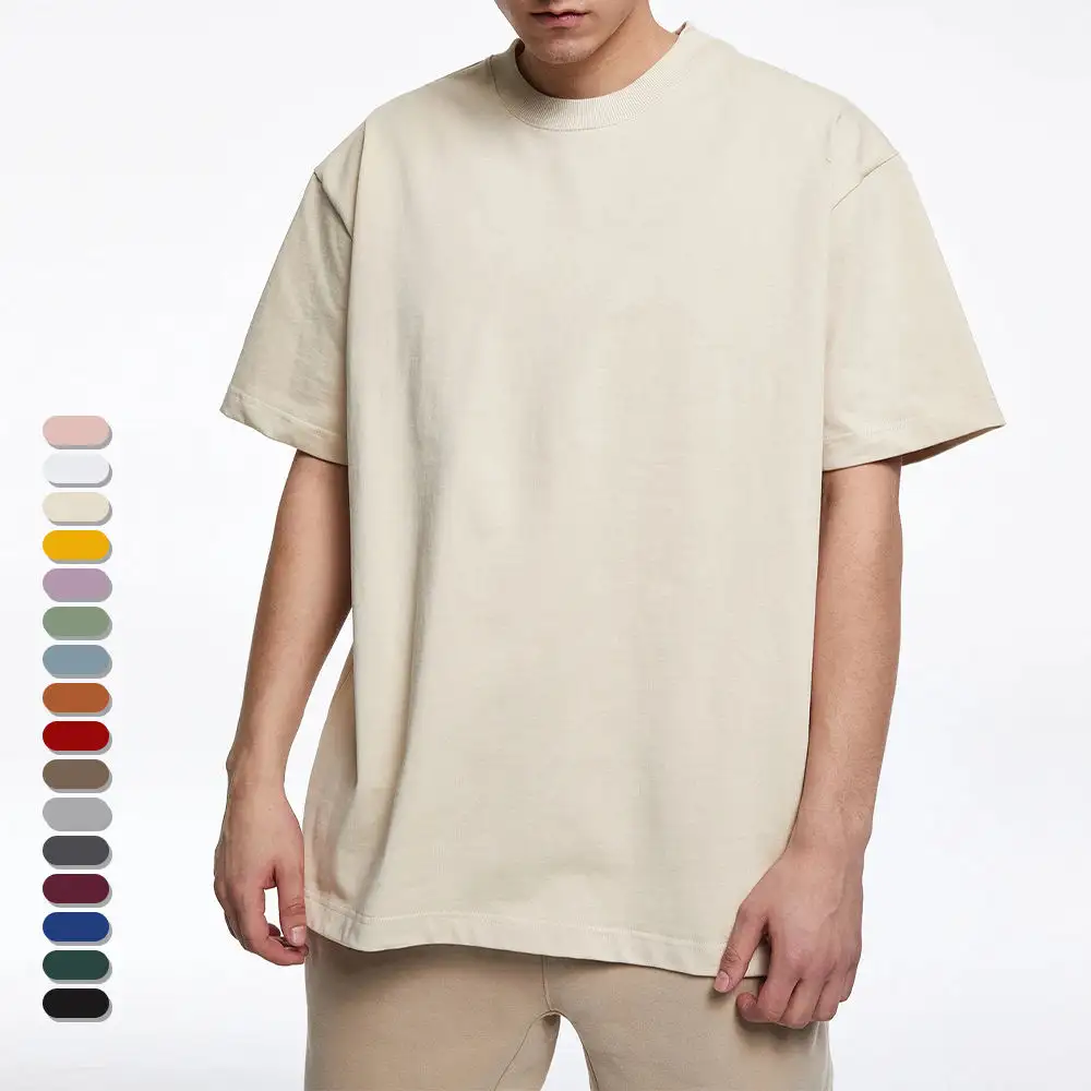 Knip En Naai Productiebedrijf Op Maat Gemaakte Kleding Heren T-Shirts 280Gsm Zwaar Katoen Oversized Drop Shoulder T-Shirt