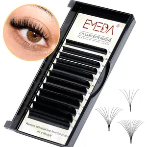 Venta al por mayor de extensiones de pestañas de Cachemira florecientes autoventiladas Faux Mink Volume Wispy Rapid Fast Easy Fan Lashes