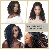 Cheveux humains noirs naturels de qualité supérieure, vente en gros, cheveux afro crépus bouclés brésiliens Remy, cheveux en vrac de 16 pouces
