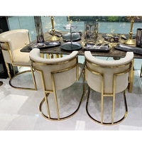 Chaise de bar haute en acier inoxydable et velours, tabouret de bar pour la maison, l'hôtel et les mariages – Offre Spéciale