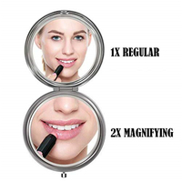 Miroir Cosmétique Compact Métallique Doré de Haute Qualité, Nouveau Style, Petite Taille, Grossissant 2x, Personnalisable, avec Boîte