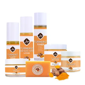 Aanpassen Private Label Huidverzorging Set Whitening Kurkuma Gezicht Set Planten Acne-Aid Huidverzorging 7 Pcs Gift set