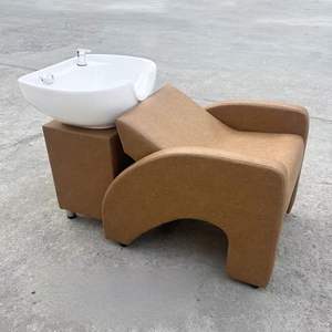 Lit de lavage de cheveux semi-allongé, style assis, avec bac en céramique, petit lit de lavage pour salon de coiffure, spécial - Product Image 5