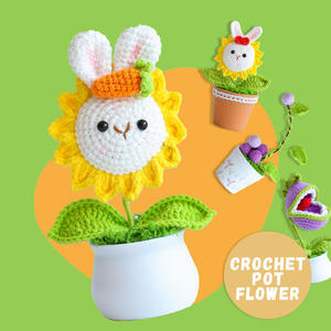 Crochet fait main tricot décor à la maison mignon champignon lapin cerf fleurs en <span class=keywords><strong>pot</strong></span> pour noël fête des mères saint valentin cadeau - Product Image 5