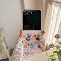 Funda Personalizada con Diseño Floral de Gatos para Samsung Galaxy Z Flip 8 7 6 5, Estampado de Flores Estéticas, Cubierta Protectora con Gatito Adorable