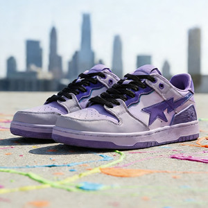 Zapatillas deportivas de diseñador moradas de estrella, de cuero genuino de alta calidad, transpirables, de malla, informales, para skateboarding y caminar, con aumento de altura. ¡Gran éxito de ventas! - Product Image 4