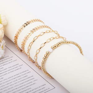 Juego de 5 Pulseras de Aleación Color Dorado, Estilo Boho Retro, Gruesas y Trenzadas, Unisex, Nuevas, Modernas, de Calidad, para Regalo - Product Image 3