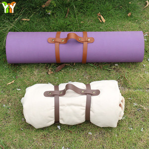 Correas de yoga de cuero PU en stock, mantas para el hogar, correas de almacenamiento, colchonetas para acampar al aire libre y correas de transporte. - Product Image 3