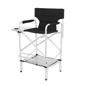 Silla de oficina plegable con mesa lateral, asiento portátil ligero de aluminio, fácil de llevar, para acampar al aire libre