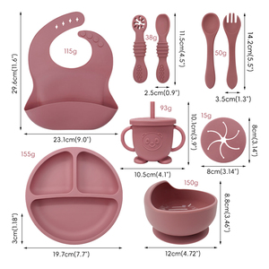 Ensembles de vaisselle pour bébé personnalisés, boîte cadeau pour nouveau-né avec cuillère, fourchette, assiette et bavoir, 4 couleurs - Product Image 2