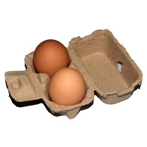 Customized Wholesale Disposable Corrugated High-end Pulp Egg Cartons Paper Pulp Egg 2cells Tray For Egg Packing Box