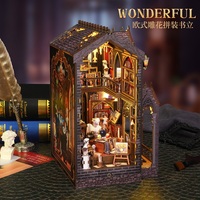 Kit de maison miniature gothique en gros pour coin lecture, maison miniature DIY, maison de poupée, puzzle 3D pour adultes avec lumière LED
