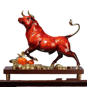 Ox Copper Carving Traditional Lacquerware Collection Classical Lacquer Finish Technique with Exquisite Design Display