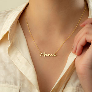 Collar de acero inoxidable chapado en oro para mamá, joyería personalizada con nombre - Product Image 4