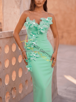 Nouvelles Arrivées Ocstrade : Robe de Soirée Élégante pour Femme, Modèle Bandage, Sans Manches, Sans Bretelles, Unie, avec Perles et Motifs Floraux 3D, pour le Fitness