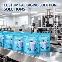 Sachets refermables imprimés Blueberry Milkshake, sacs d'emballage alimentaire de qualité alimentaire avec trou de suspension