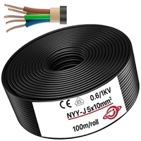 Kabel Daya Tembaga NYY 0.6/1kV 5G10 4G16 3G16 5G25 Mm² Berisolasi PVC untuk Jaringan Distribusi Bangunan Bawah Tanah