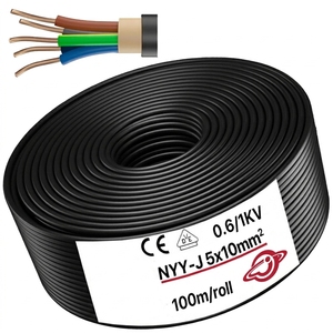Câble d'alimentation en cuivre NYY 0,6/1 kV 5G10 4G16 3G16 5G25 mm² isolé en PVC pour réseau de distribution souterrain - Product Image 1