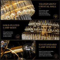 Lustre suspendu en or de luxe moderne, éclairage décoratif pour hôtel, décoration de salle de mariage, lustre en cristal LED