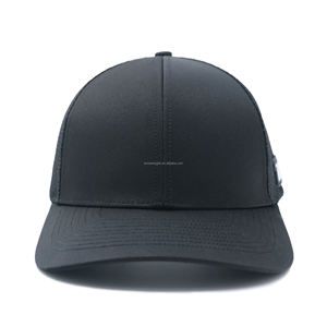Gorra Trucker Negra Personalizada de 6 Paneles, 100% Poliéster, Estilo Hip Hop Urbano con Diseño de Parche de Goma - Product Image 1