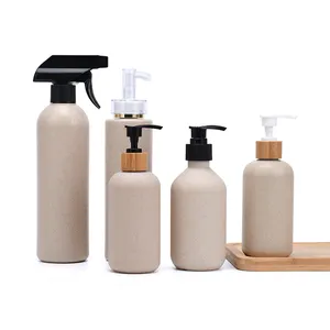 Kosmetik verpackung 30ml 100ml 250ml 300ml 500ml Weizens troh biologisch abbaubares Shampoo PE-Kunststoff-Pump flasche mit Lotion spender