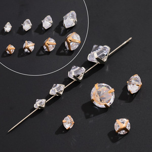 Perles de zircon en cristal de Nantong à quatre griffes inversées, rondes et carrées, pour la fabrication de bijoux - Product Image 3