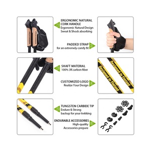 2 pièces Personnalisé portable <span class=keywords><strong>nordique</strong></span> 2-section 100% En Fiber <span class=keywords><strong>De</strong></span> Carbone Télescopique rétractable <span class=keywords><strong>bâton</strong></span> <span class=keywords><strong>de</strong></span> marche <span class=keywords><strong>nordique</strong></span> - Product Image 4
