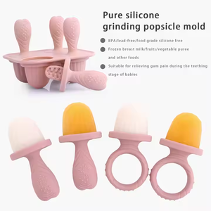 Silicone Popsicle khuôn trẻ mới biết đi mọc răng cứu trợ khay đá khuôn với nắp <span class=keywords><strong>Ice</strong></span> Pop khuôn Teether đào tạo muỗng - Product Image 5