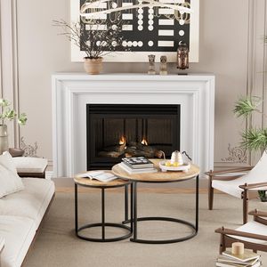 SENYU Hot Sell Modern Panel Coffee <b>Table</b> Set with Adjustable <b>Wooden</b> <b>Side</b> <b>Tables</b> and Metal Frame Balcony <b>for</b> <b>Living</b> <b>Room</b> - Product Image 5