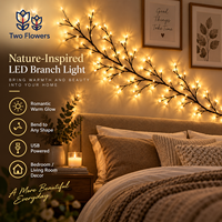 Guirlandes lumineuses LED USB, blanc chaud, flexibles, en forme de brindilles, avec télécommande et minuterie, 8 modes, pour chambre à coucher, mur, décoration de Noël