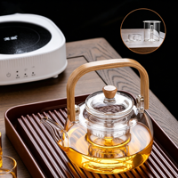 Théière en verre résistant aux hautes températures avec poignée, design moderne et minimaliste, pour la préparation du thé à la maison, compatible avec les plaques électriques en céramique