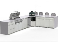 Ensemble d'armoires de cuisine en panneaux de particules en acier inoxydable, écologiques, ignifuges, avec évier, armoires de cuisine modulaires RTA