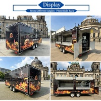 Promotion : Remorque alimentaire imprimée à double essieu, style New York, avec deux fenêtres de service pour burgers, frites et hot-dogs, pour la vente en extérieur
