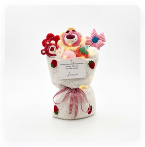 Bouquet Éternel de Fleurs d'<span class=keywords><strong>Hortensia</strong></span> au Crochet Fait Main, Adorables Ours <span class=keywords><strong>Fraise</strong></span>, Décoration Maison, Cadeau Pâques et Saint-Valentin - Product Image 4
