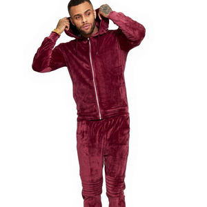Survêtements en velours coupe Slim, 2 pièces, velours court, vierge, luxe, Logo personnalisé en daim pour hommes - Product Image 1