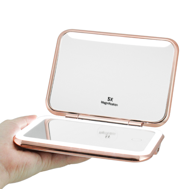 Hot Seller Lighted Cosmetic Mirror Power Bank Led Travel Make up Mirror