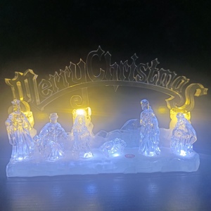 <b>Religious</b> <b>Statue</b> LED Desktop Sculptures Holy Family Xmas Nativity Set Lighted Christmas Figurines - Product Image 1