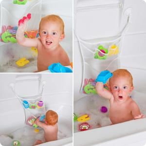 Modern Mesh <b>Bath</b> <b>Storage</b> Bag Foldable Hanging Bathroom Organizer with Round Suction Cup Hooks for Baby Toys and Sets - Product Image 2