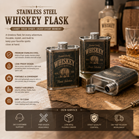 Boîte rectangulaire en acier inoxydable de 200 ml pour alcool, conteneur d'emballage en métal de qualité alimentaire pour whisky et vodka