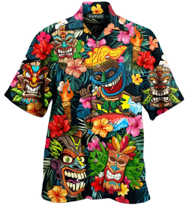 เสื้อเชิ้ตผู้ชายลายชนเผ่าแอฟริกันพิมพ์ลายดอกไม้ฮาวาย แขนยาว ระบายอากาศ แห้งเร็ว เหมาะสำหรับฤดูใบไม้ผลิ สวมใส่สบายๆ - Product Image 1