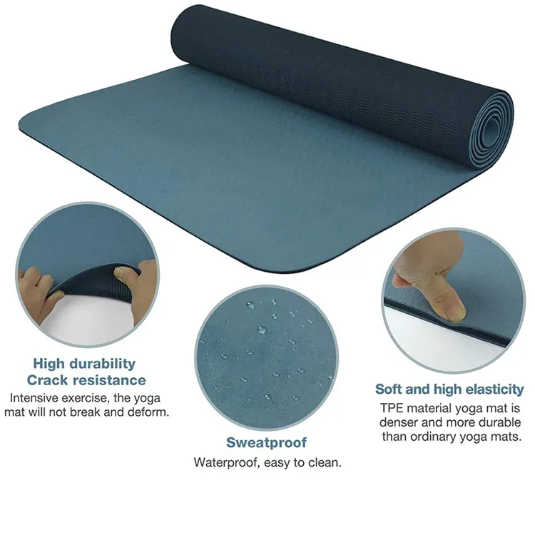 Estera de yoga de TPE para ejercicio, colchoneta de TPE para fitness, plegable, personalizada, respetuosa con el medio ambiente, sin olor, venta al por mayor