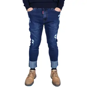 سراويل جينز للرجال قياسية عالية بسعر الجملة من المصنع تصميم المعدات الأصلي تصميم التصميم الأصلي سروال جينز للرجال مقاس ضيق
