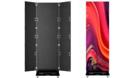 Afficheur LED publicitaire numérique pliable double face à trois LED, écran LED pliable pour affichage intérieur