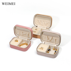 WEIMEI Custom Pu Small Ring Pendant Jewellery <b>Storage</b> Case Travel Organizer <b>Mini</b> Velvet Flocking Lining Leather Jewelry <b>Box</b> - Product Image 4