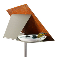 Mangeoire à oiseaux JH-Mech Open Design avec support, en acier Corten moderne, résistante aux intempéries, personnalisable en usine, pour l'extérieur