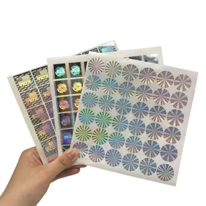 Afdrukken Authentieke Beveiliging Waterdichte Zelfklevende Hologram Sticker 3 D Regenboog Effect Glitter Holografische Sticker