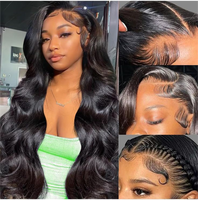 Perruque Lace Frontal HD en Cheveux Brésiliens Vierges Naturels Ondulés Profonds, Tailles 4x4 et 5x5, Sans Colle et Transparente, pour Femmes Noires