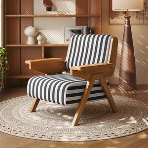 كرسي أريكة خشبي فردي بتصميم من العصور الوسطى، سهل التجميع، أثاث منزلي عتيق لغرفة المعيشة والشرفة - Product Image 2